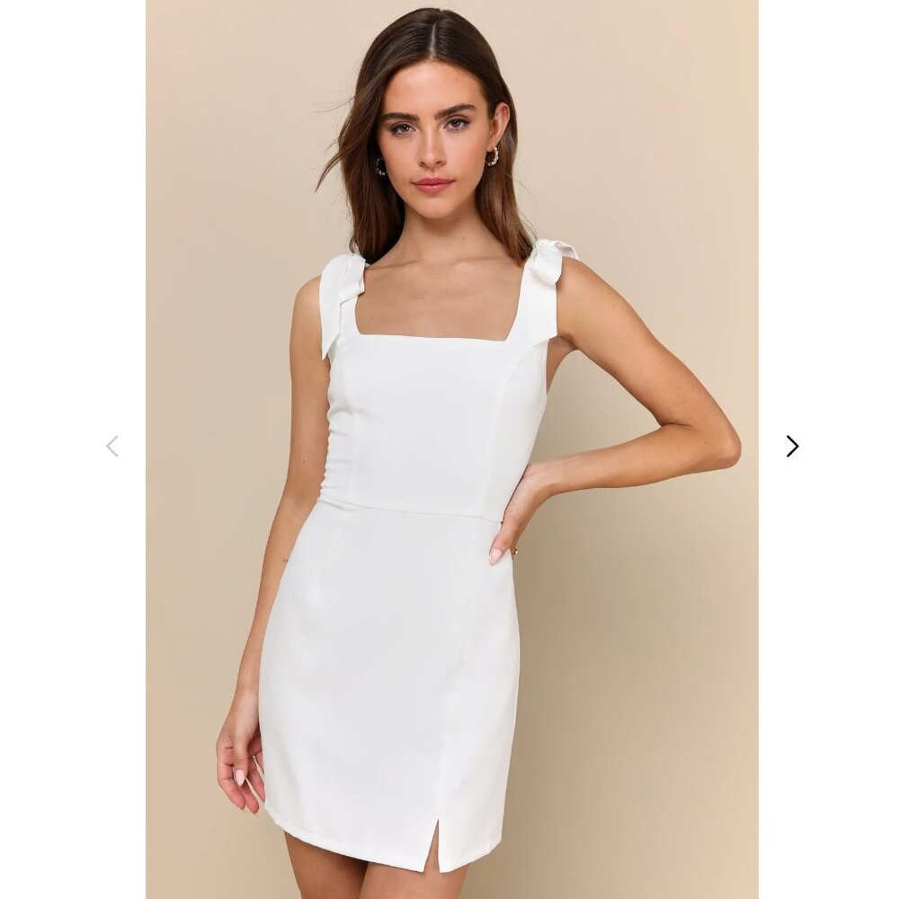 White Tie-Strap Mini Dress